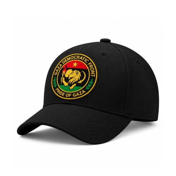 Black GAZA cap with the Gaza Democratic Front Pride of Gaza emblem